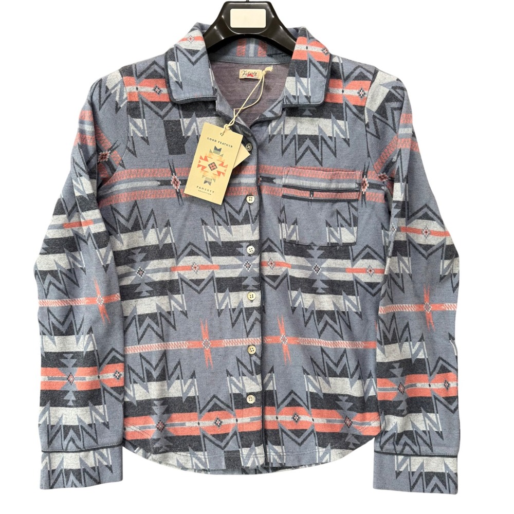 Faherty Pajama Small Womens Pajama Top Shirt Doug Good Feather Sunset Star Aztec